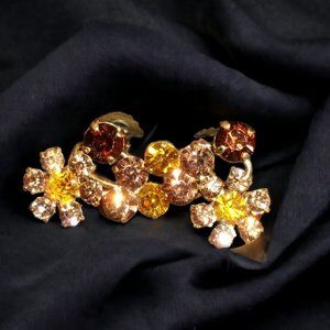 Vintage Clip-on Rhinestone Earrings Fall Colors